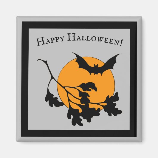 Halloween Oranje Moon Flying Bats Magneet (Voorkant)