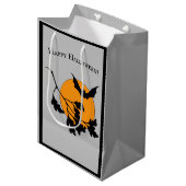 Halloween Oranje Moon Flying Bats Medium Cadeauzakje (Voorkant Gekanteld)