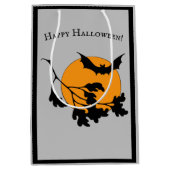 Halloween Oranje Moon Flying Bats Medium Cadeauzakje (Voorkant)