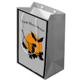 Halloween Oranje Moon Flying Bats Medium Cadeauzakje (Achterkant Gekanteld)