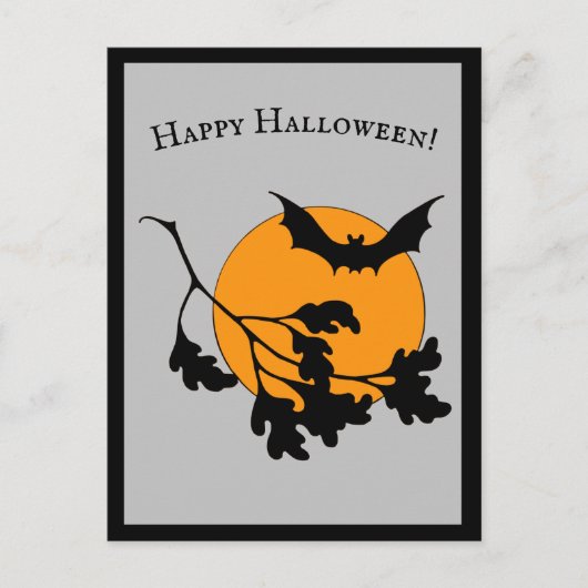  Halloween Oranje Moon Flying Bats Uitnodiging Briefkaart (Voorkant)