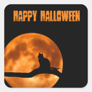 Halloween Oranje Moon Sticker