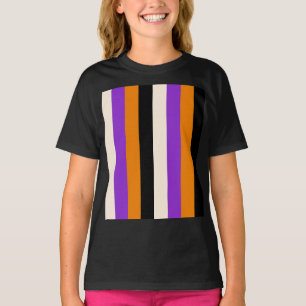 Halloween Oranje Paars Zwart Streep T-shirt
