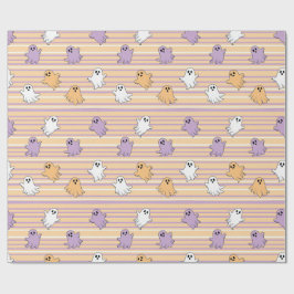 Halloween Oranje Paarse Streep Spoken Cadeaupapier