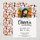 Halloween Oranje Paddestoel Herfst Foto Verjaardag Kaart (Voorkant / Achterkant)