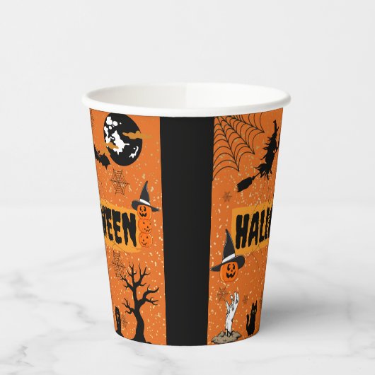 HALLOWEEN (ORANJE) PAPIERCUPS PAPIEREN BEKERS (Links)