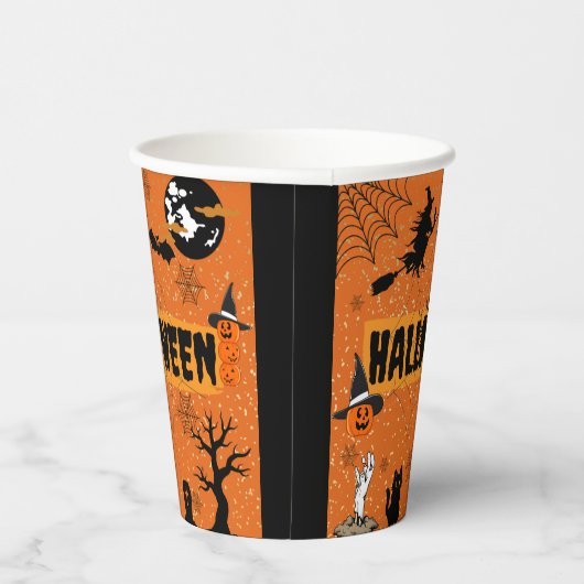HALLOWEEN (ORANJE) PAPIERCUPS PAPIEREN BEKERS (Rechts)
