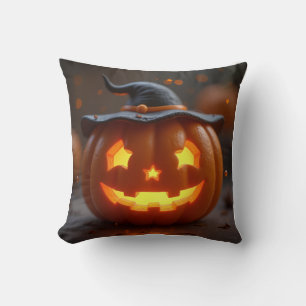 Halloween oranje pompoen dragen van een heks pet kussen