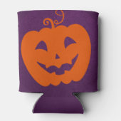 Halloween Oranje pompoen op Paarse achtergrond Blikjeskoeler (Achterkant)