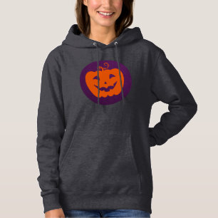 Halloween Oranje pompoen op Paarse achtergrond Hoodie