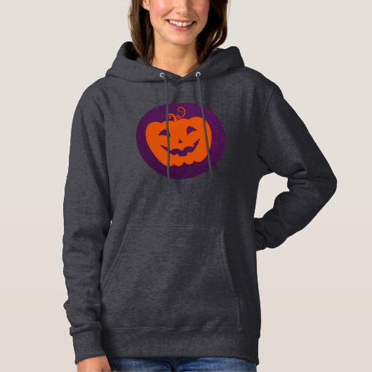 Halloween Oranje pompoen op Paarse achtergrond Hoodie (Voorkant)