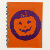 Halloween Oranje pompoen op Paarse achtergrond Planner (Voorkant)