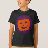 Halloween Oranje pompoen op Paarse achtergrond T-shirt (Voorkant)