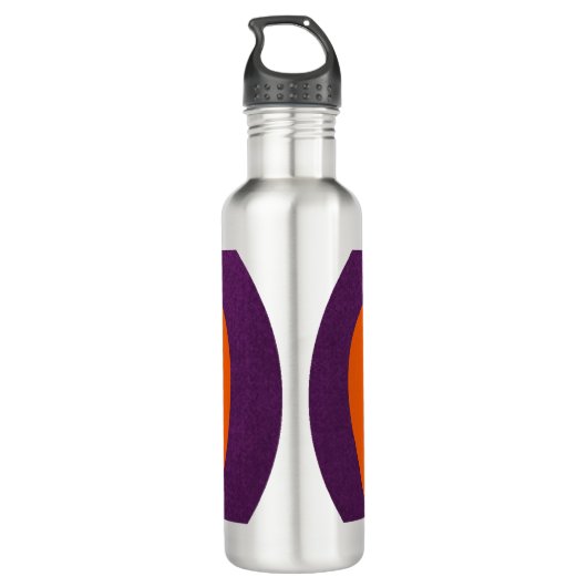 Halloween Oranje pompoen op Paarse achtergrond Waterfles (Achterkant)