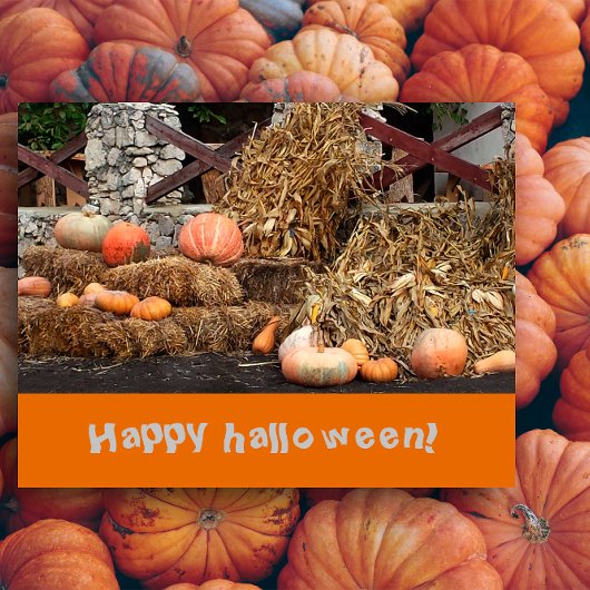 Halloween Oranje pompoen rustiek Briefkaart