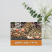 Halloween Oranje pompoen rustiek Briefkaart (Staand voorkant)