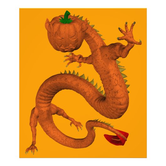 Halloween Oranje Pumpkin Dragon Foto Afdruk (Voorkant)