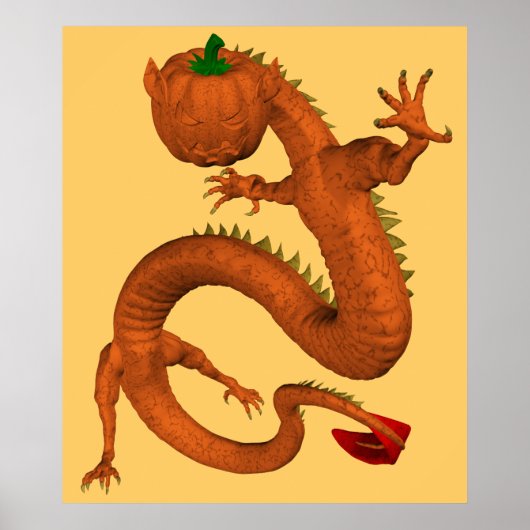 Halloween Oranje Pumpkin Dragon Poster (Voorkant)