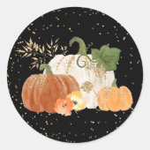 Halloween Oranje Pumpkin Gold Floral Ronde Sticker (Voorkant)