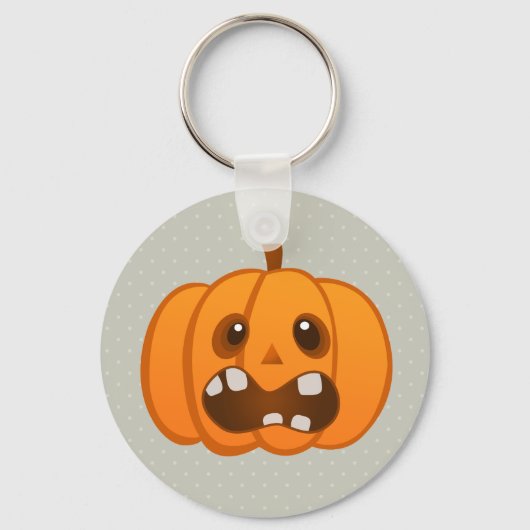 Halloween Oranje Pumpkin Jack-o'-lantern Sleutelhanger (Voorkant)