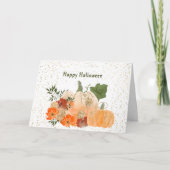 Halloween Oranje Pumpkins Gold Confetti Flowers Kaart (Voorkant)