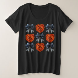 Halloween Oranje Rozen en zwarte koketten Grote Maat T-shirt