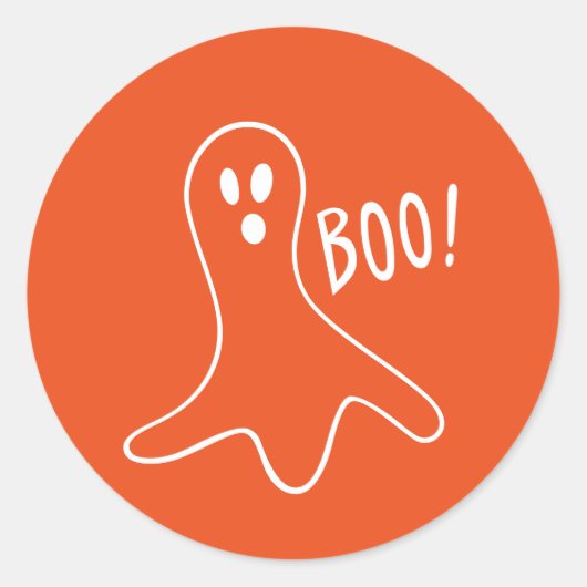 Halloween Oranje Scary Ghost 4Jimmy Ronde Sticker (Voorkant)