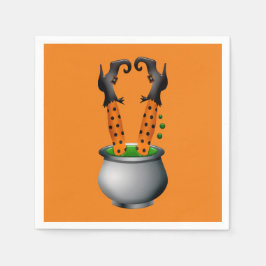 Halloween oranje schattige grappige heks servet