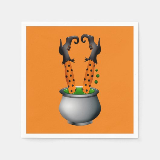 Halloween oranje schattige grappige heks servet (Voorkant)
