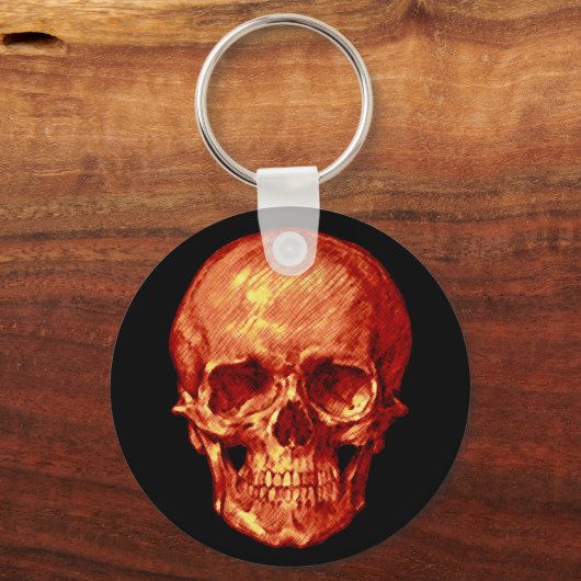 Halloween Oranje schedel Sleutelhanger (Achterkant)