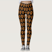 Halloween Oranje schedelpatroon Leggings (Voorkant)