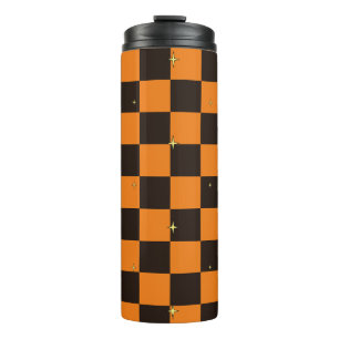 Halloween Oranje Schotse Patroon Thermische Tumble Thermosbeker