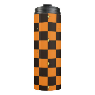 Halloween Oranje Schotse Patroon Thermische Tumble Thermosbeker