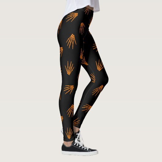 Halloween Oranje skelet Populair legant Leggings (Rechts)