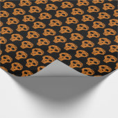 Halloween Oranje Skull Pattern Black Cadeaupapier (Hoek)