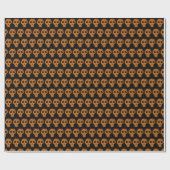 Halloween Oranje Skull Pattern Black Cadeaupapier (Vlak)