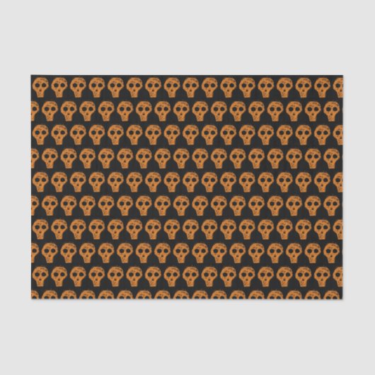 Halloween Oranje Skull Pattern Black Tissuepapier (Voorkant)