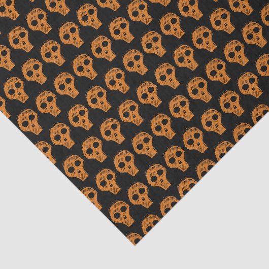 Halloween Oranje Skull Pattern Black Tissuepapier (Detail)