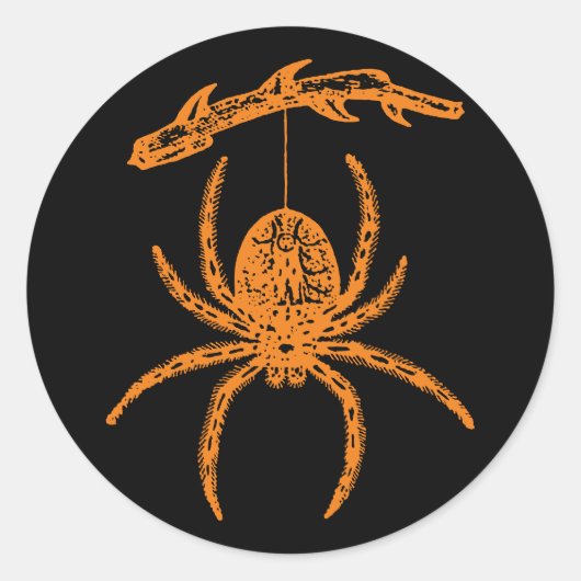 Halloween Oranje Spider Classic Round Sticker (Voorkant)