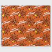 Halloween Oranje Spider Web Cadeaupapier (Vlak)