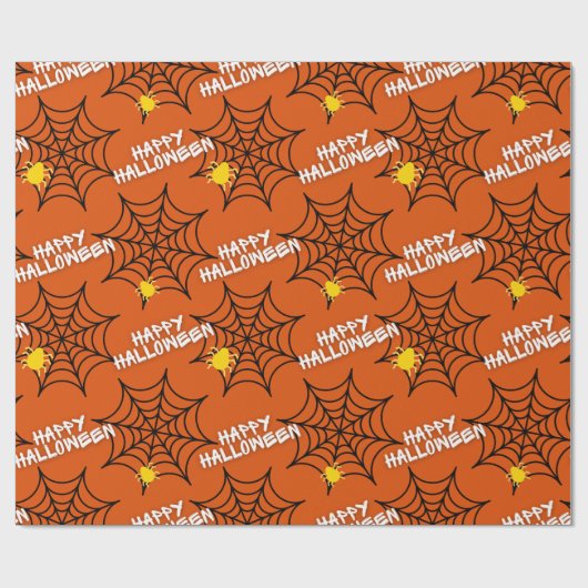 Halloween Oranje Spider Web Cadeaupapier (Vlak)