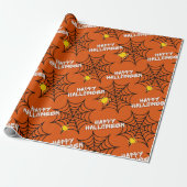 Halloween Oranje Spider Web Cadeaupapier (Uitgerold)