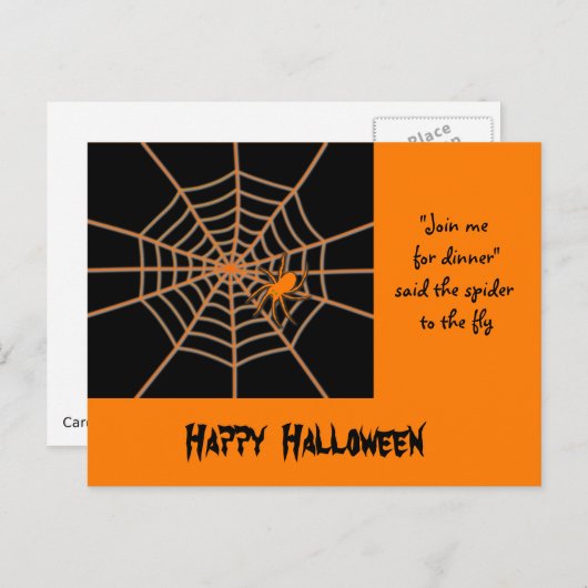 Halloween Oranje spin en web aangepaste tekst Briefkaart (Voorkant / Achterkant)