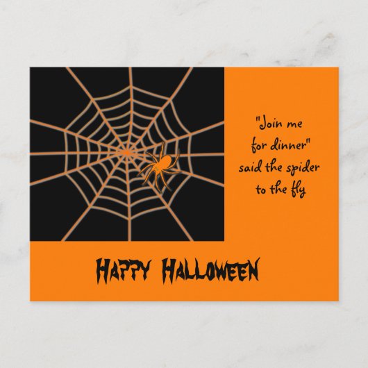 Halloween Oranje spin en web aangepaste tekst Briefkaart (Voorkant)