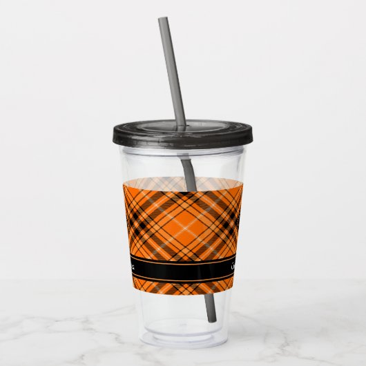 Halloween Oranje Tartan Acryl Drinkbeker (Links)