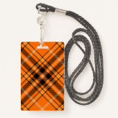 Halloween Oranje Tartan Badge (Achterkant met draagriem)