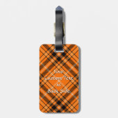 Halloween Oranje Tartan Bagagelabel (Achterkant verticaal)