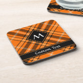 Halloween Oranje Tartan Bier Onderzetter (Linkerzijde)