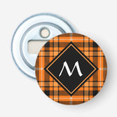 Halloween Oranje Tartan Button Flesopener (Voorkant)