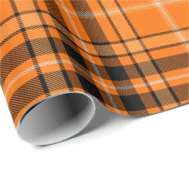 Halloween Oranje Tartan Cadeaupapier